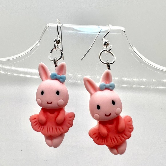 Ballerina Earrings - Bunny Earrings - Rabbit Earrings - Ballet Dancer Earrings - Picture 7 of 10
